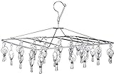 Pro Chef Kitchen Tools Stainless Steel Clothes Drying Rack - Folding Portable Metal Hanger is Collapsible to Save Space to Hang Dry Laundry or Organize Closets Includes 30 Wire Clothespins