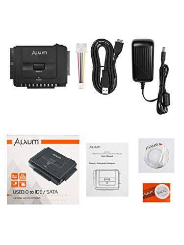 Alxum Sata Ide To Usb C Hard Drive Adapter With Power, Ide To Sata Adapter External Hard Disk Reader For 2.5 / 3.5 Inch Ide Hdd And Sata Hdd / Ssd, With 12V/2A Power Supply And Usb C Cable (Usb A) #TOP6