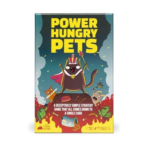Power Hungry Pets by Exploding Kittens - 2-6 Players - Ages 7+ - 15 Minutes to Play - Strategic and Simple Card Game - Party Game, Family Game Night, Kid and Adult Card Game Cover
