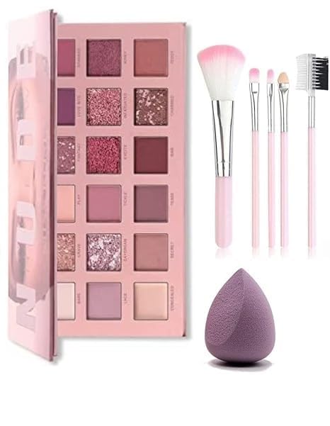 Just Tya Professional Makeup Set with Eyeshadow Palette, 5 Makeup Brushes and Beauty Blender Sponge-image-20