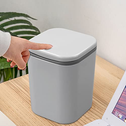 Bote de basura pequeño plástico 0.5 gal gris con tapa miniatura 5