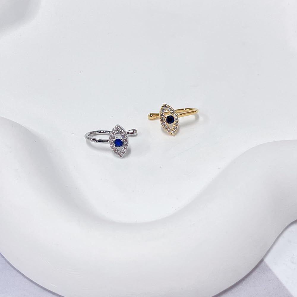 OIDIMS Evil Eye Fake Nose Ring Septum Crystal Fake Earring Stud Nose Cuffs Clicker Hanger for Non Pierced Clip On Punk Body Piercing Jewelry for Women Men