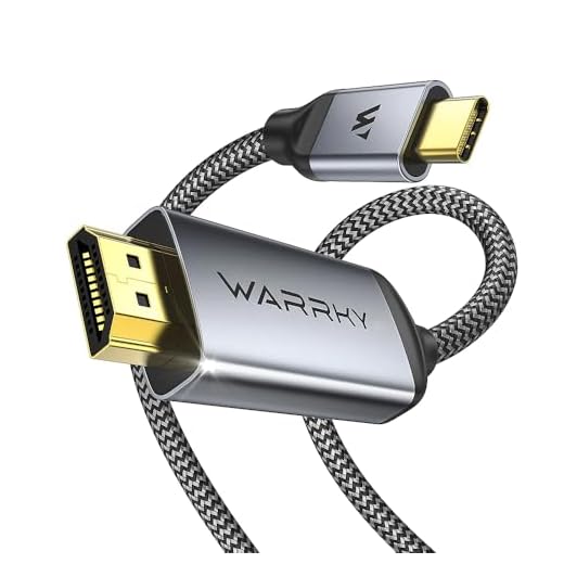 Warrky USB C to HDMI Cable 4K [Anti-Interference Gold-Plated Plugs] 6FT Aluminum Type-C to HDMI Cord Thunderbolt 3/4 Compatible for MacBook Pro/Air, iMac, iPad Pro, Galaxy S8 to S23, Surface, Dell, HP