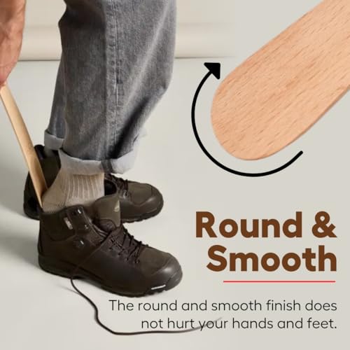 Image of Helios Bamboo Shoe Horn | Long Handle Shoe Horn for Easy Wearing | Wooden Shoe Helper Stick | Shoe Wearing Aid for Men & Women | Durable Comfort Grip (Small /Medium /Large)