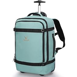 Hynes Eagle Rolling Backpack 42L Backpack with Wheels Airline Approved Carry on Luggage Laptop Travel Suitcase Bag for Women Men Mint Green