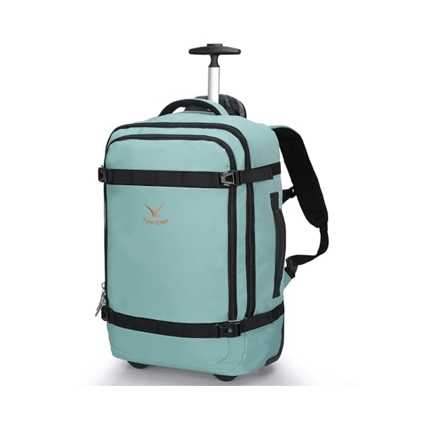 Hynes Eagle Rolling Backpack 42L Backpack with Wheels Airline Approved Carry on Luggage Laptop Travel Suitcase Bag for Women Men Mint Green