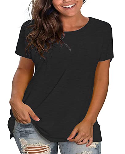 Plus Size Summer T Shirts Women Tops Short Sleeve Round Neck Casual Loose Fit Tee Tshirts Tunic2