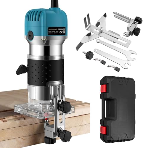 AMTOVL Einhandfräse Holzschneidemaschine 800W 6,35 mm Elektrischer Holzschneider 28000 U/min Handschneider Oberfräse für Heimwerker-Holzbearbeitung