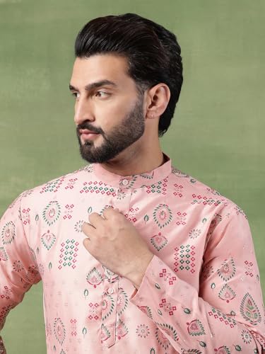 Image of SOJANYA (Since 1958 Men's Cotton Traditional Foil Print Motifs Kurta With Pyjama