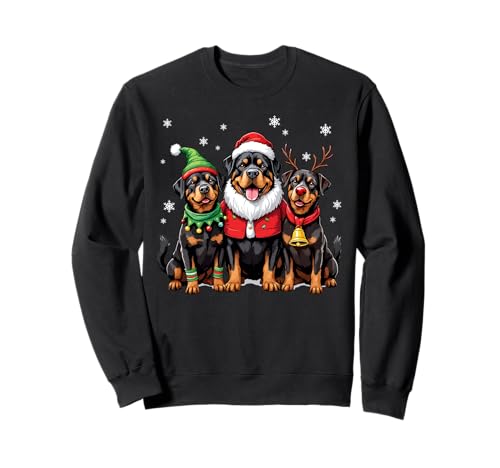Rottweiler Cani Natale Divertente Babbo Natale Renna Elfo Felpa