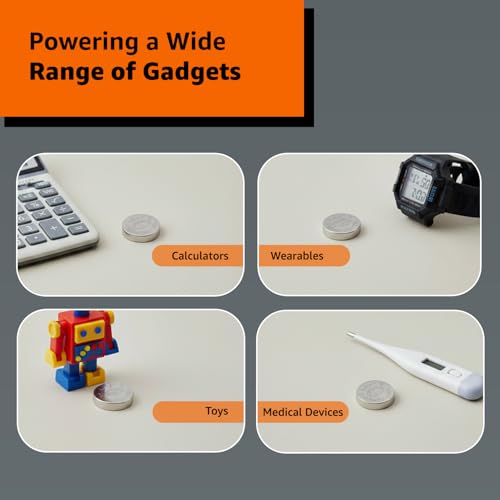 Image of Amazon Basics Long-Lasting LR44 Alkaline Coin Cell Batteries | 1.5V Voltage | Lightweight & Portable (Pack of 10)