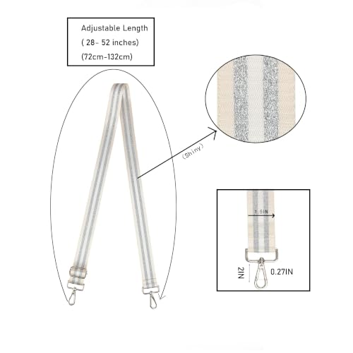 Image of LVYOUME Purse Strap Silver Hardware Wide Bag Straps Replacement Crossbody Adjustable Shoulder Strap for Purses