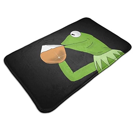 HZLM Kermit The Frog Sipping - Felpudo de té para entrada, alfombra de piso para interiores y baño de goma antideslizante, perfecto para alfombrilla de puerta (50 x 32 pulgadas)