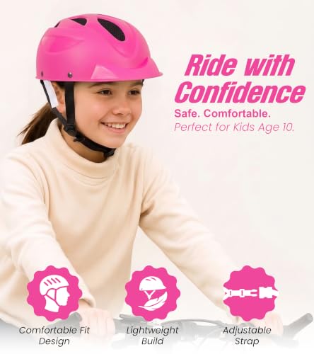 Image of OXYGEN Kids Bicycle Helmet for Age 3-8 Years | Lightweight Safety Helmet with Adjustable Strap & Air Vents | Size 24x17x10 cm | Ideal for Cycling, Skating, Scooter - Boys & Girls (Pink)