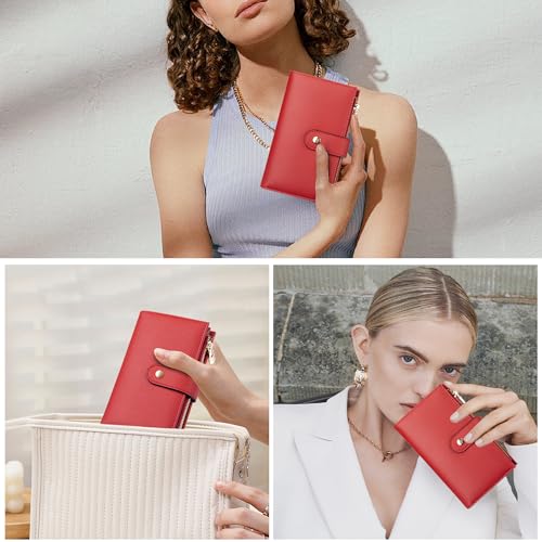 Image of yiijay Womens Wallet RFID Blocking Vegan Leather Trifold Clutch Credit Card Holder Ladies Travel Wallet Purse with Pen Holder, 1Red, 6.5x 4.2x 1.4 inches, Rfid Wallet