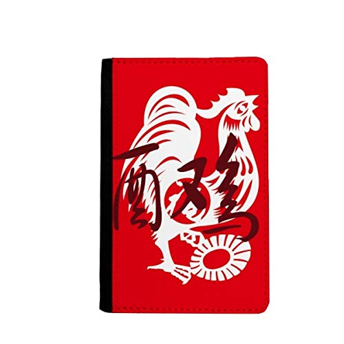 Porte-passeport du zodiaque Coq en cuir pour voyageur