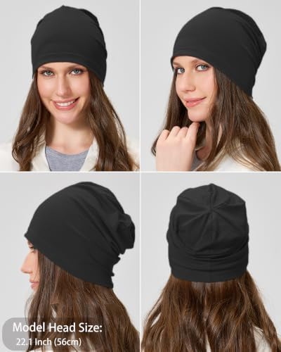 ROYBENS 100% Cotton Thin Slouchy Beanie Hat Women Men Lightweight Chemo Cap - 2