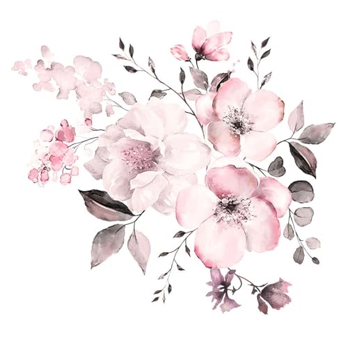 Adesivi Murali Fiori Peonia, Adesivi Murali Fiori Rosa, Fiore Adesivo Da Parete Decorazione Per Soggiorno, Adesivi Murali per Camera Da Letto, Decorazione Murale Soggiorno, 44x42cm