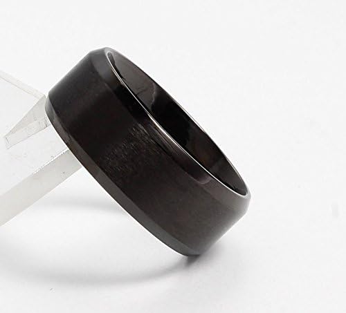Miniatura 5 de FANSING Anillos de acero inoxidable negro de 8mm anillos de boda para hombres y mujeres
