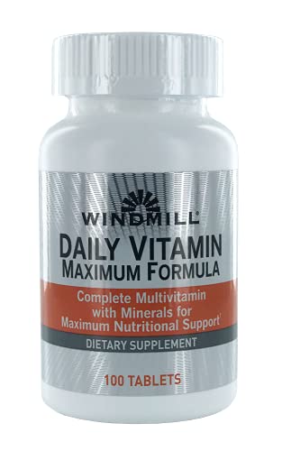 Windmill Health Products Daily Vitamin Maximum Formula, Nutritional Support, Multivitamins and Minerals, 100 Servings, 100 Count