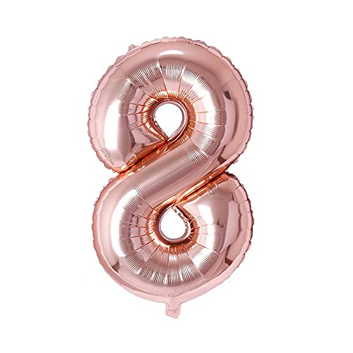 Image of Rozi Decoration 32 inch Rose Gold '8' Number Foil Balloon - Birthday & Anniversary Decor (1 Pc)