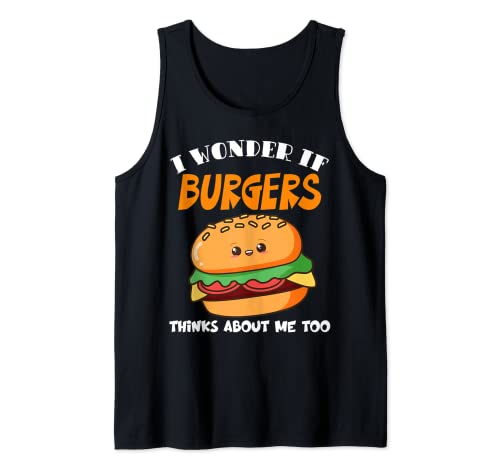 Me pregunto si hamburguesas piensa en mí también en el restaurante hamburguesa Camiseta sin Mangas