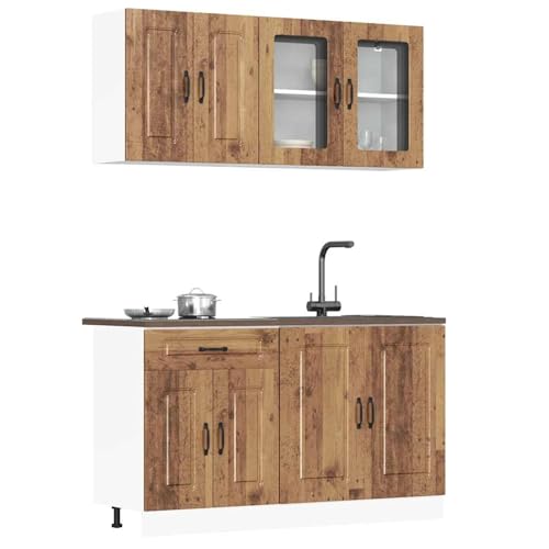 Gecheer Mueble Cocina Kalmar Madera Vieja 4 pzas Madera contrachapada