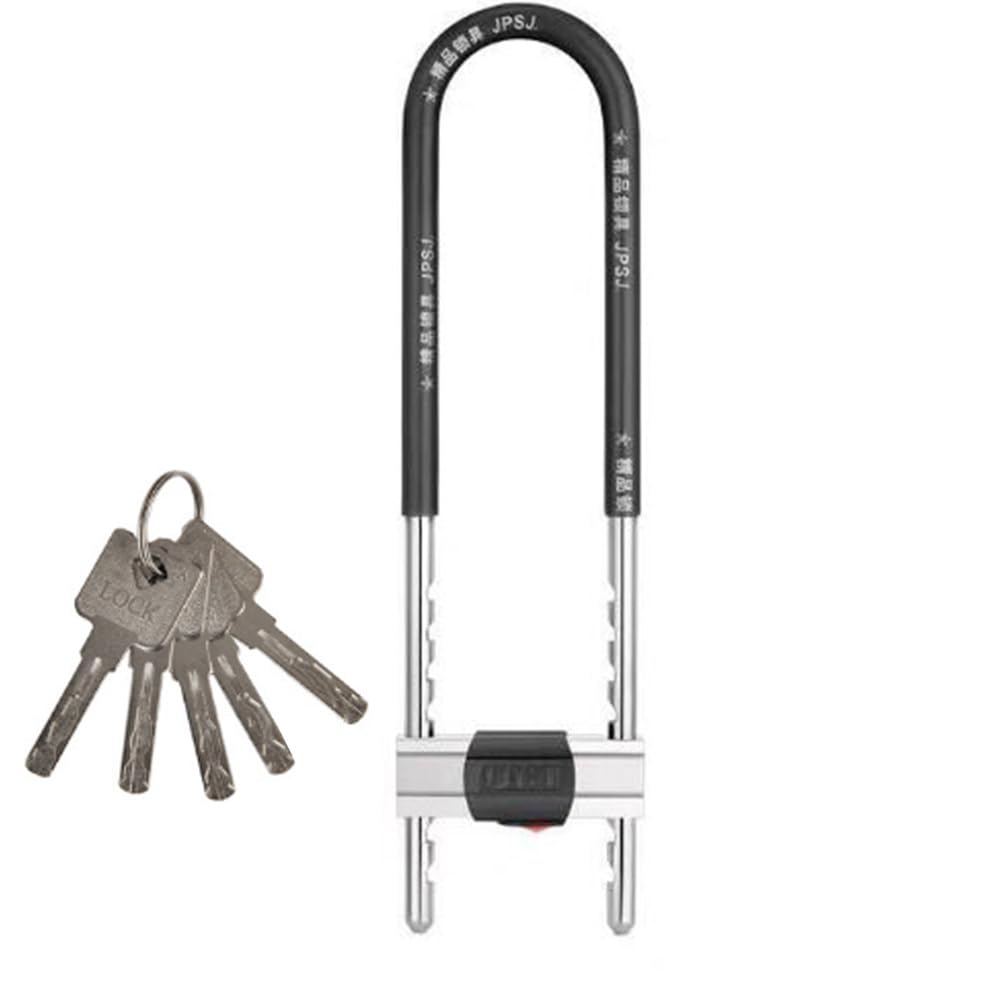 U Bike Lock, Adjustable Shackle Lock - U-Shape Shackle Lock - Bicycle Lock, fits Most pins, Ideal for Indoor and Outdoor use (Black)
