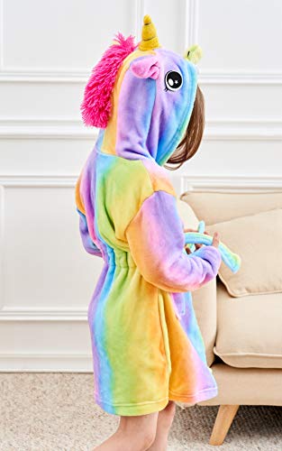 Doctor Unicorn Soft Unicorn Hooded Bathrobe Sleepwear - Unicorn Gifts For Girls (Rainbow 2, 5-6 Years) #TOP1