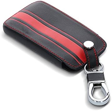kwmobile Car Key Cover Compatible with Renault 4 Button Car Key Smart Key (only Keyless Go) - PU Leather Car Key Fob Cover - Rally Stripe Red/Black