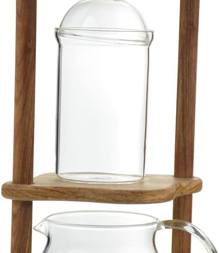 Cold Brew Drip Tower with Adjustable Water Flow,Adjustable Cold Brew Drip Tower - Iced Coffee Maker with Wooden Stand for Home & Office, Portable Dripper with Customizable Drip Speed for Per