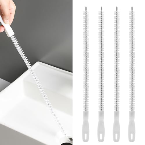 4 Pezzi Stura Lavandini e Scarichi Spazzole di Pulizia.45cm Strumenti Professionali per la Pulizia di Lavandini.Tubature e Scarichi,Spazzola per la Pulizia del Lavandino Adatti a Cucina,Bagno e Vasca