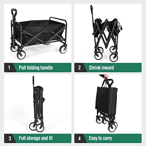 image for Generic Collapsible Folding Wagon, Heavy Duty Utility Beach Wagon Cart