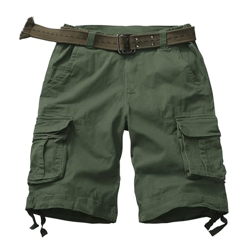AKARMY Men's Camo Cargo Shorts Outdoor Multi-Pocket Cotton Casual Shorts with No Belt 8062# Army Green 32 by AKARMY - Used condition - US$24.79