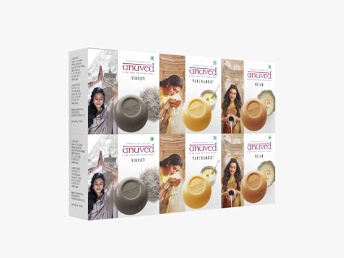 Image of Anuved Shiv Bhakti Combo Pack of 6 with 3 Free Soap Dishes| 125g each | Enriched with Rishikesh Gangajal amidst Mantra Chants