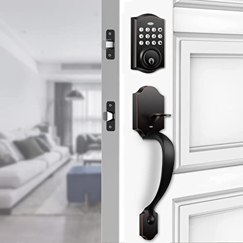 Electronic Keypad Deadbolt Lock and Handle Set, Keyless Entry Door Lock