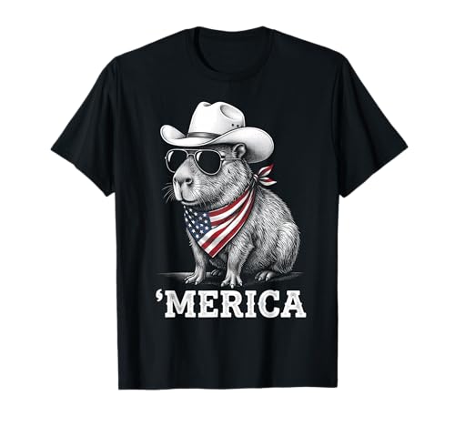 USA Flag 4th of July Capybara Independence Funny Patriotic T-Shirt
