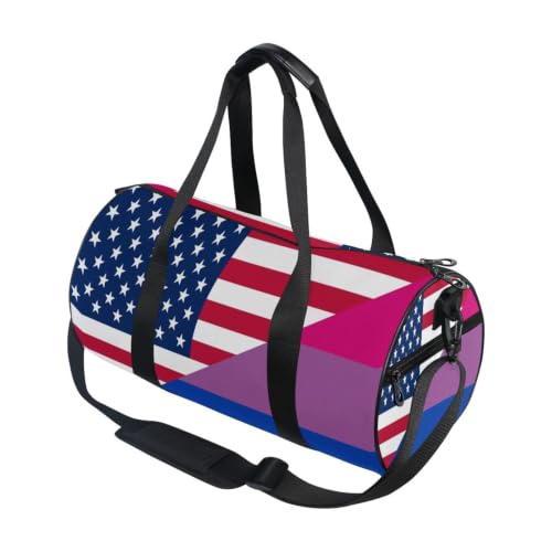 Bolsa de viaje unisex con diseño del orgullo bisexual y bandera de EE. UU.