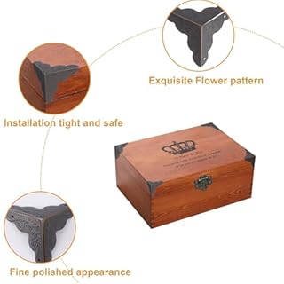 MOROBOR Stair Dust Inner Corners, 48pcs Decorative Corner Stair Corner Dust Guards Decorative Cover Pad Metal Furniture Guard Edge for Cabinet drawer Desk Jewelry Box(Bronze)