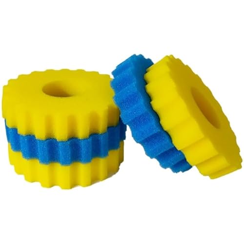 kychenBase CPF-10000 / CPA-10000 / GPF-10000 / TFP 15000 Teichfilter Schwämme – Filtermatten für Teichfilter, Ersatz Filtermedien, Filterschwämme (2 x Blau Grob, 3 x Gelb Fein, Ø 260 mm)