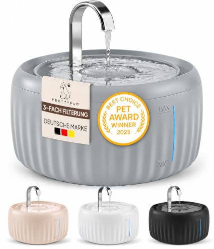 Pretty Paw Katzenbrunnen 3L mit leiser Pumpe, Grau - Aqua Flow – Ansicht 1