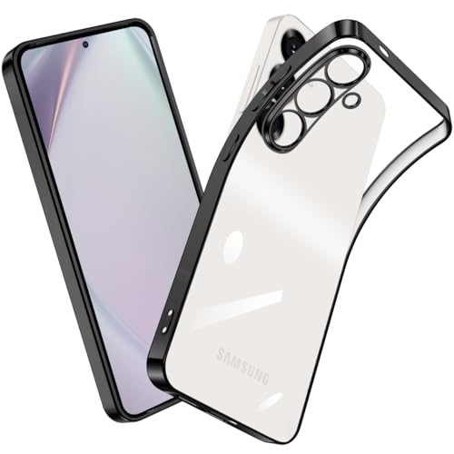 Galaxy S25 ケース クリア 耐衝撃 ギャラクシーS25 スマホケース SC-51F SCG31 ソフト カメラ保護 ワイヤレス充電対応 黄変なし 米軍MIL規格取得 ストラップホール付 （ブラック）