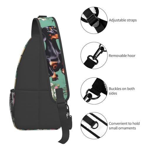 Mochila tipo bandolera floral para viaje y senderismo unisex miniatura 5