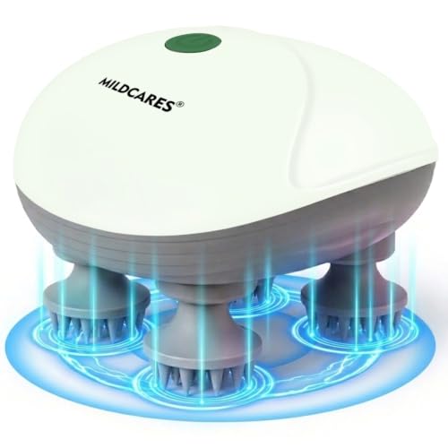 Image of MILDCARES S1 Pro Electric Scalp Massager with 96 Soft Detachable Silicone Nodes | Waterproof Rechargeable Head & Hair Massager | Deep Kneading, Stress Relief & Hair Growth Support | Smart Scalp Massager (White, 1-Year Warranty)