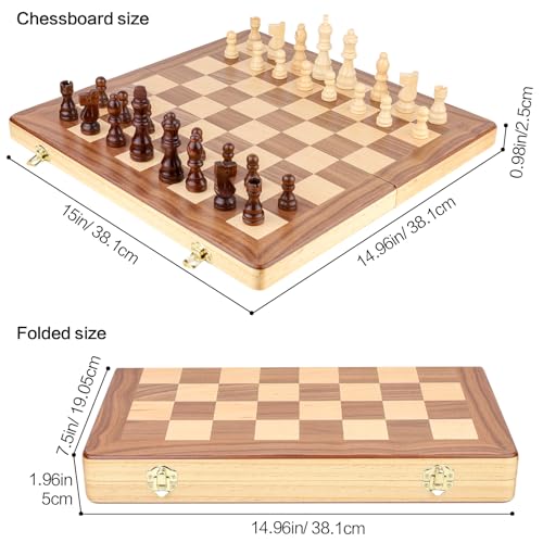 Juego de Ajedrez de Madera Magnético Plegable 15 Pulgadas miniatura 2