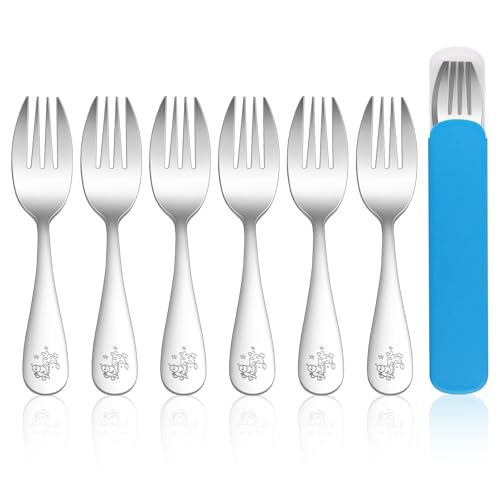 Homikit Lot de 7 fourchettes pour enfant en acier inoxydable