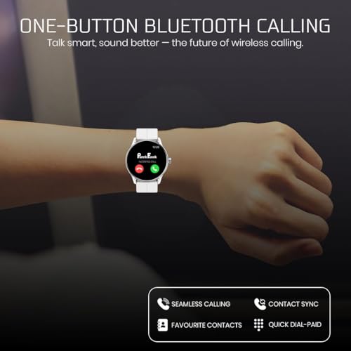Image of PunnkFunnk Glavito Round Dial Smartwatch 1.49 inch AMOLED Display, 100+ Sports Modes, IP67, Health Tracking, Bluetooth Calling, Crown Control, 100+ Watch Faces for Men & Women (Magnetic White)