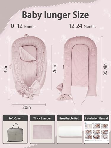 Image of EAQ Baby Lounger, Infant Lounger for Newborn,Portable Baby Nest Cover Breathable & Soft, Newborn Essentials