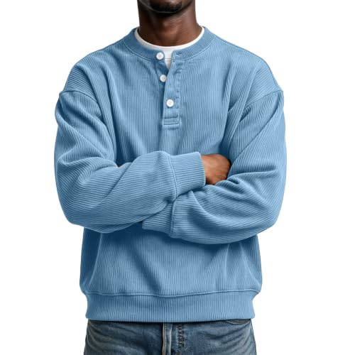 Corduroy Henley Shirts for Men Long Sleeve Casual Pullover Fall Shirt - image 6