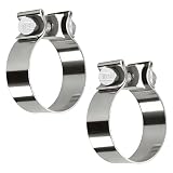 2.5 Inch Exhaust Clamp, 2 1/2' Narrow Band Stainless Steel Muffler Clamp for 2.5' OD Exhaust Pipe, Muffler, and Catalytic Converter - Compatible with Standard Exhaust Systems (2-Pack)